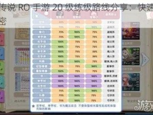 仙境传说 RO 手游 20 级练级路线分享：快速升级的秘密