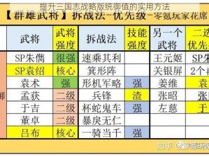 提升三国志战略版统御值的实用方法