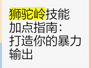 《神武狮驼岭加点攻略：基于实事信息的详细指南》