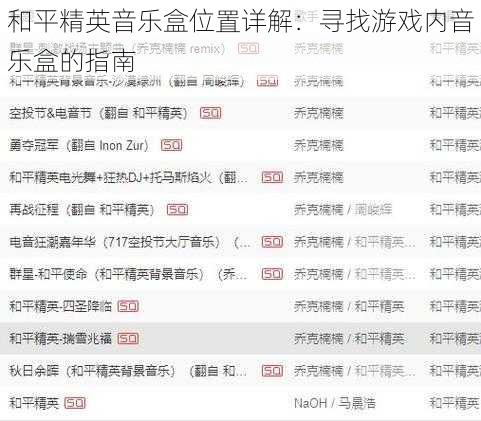 和平精英音乐盒位置详解:寻找游戏内音乐盒的指南