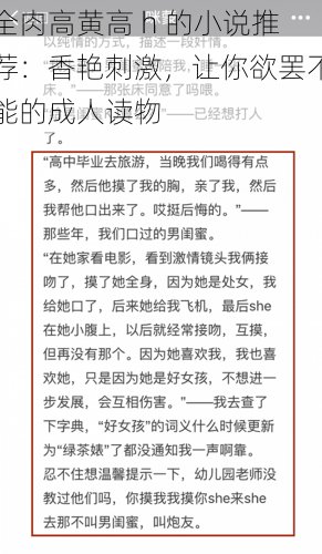 全肉高黄高 h 的小说推荐：香艳刺激，让你欲罢不能的成人读物