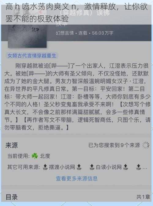 高 h 喷水荡肉爽文 n，激情释放，让你欲罢不能的极致体验