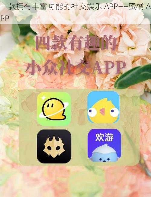 一款拥有丰富功能的社交娱乐 APP——蜜橘 APP