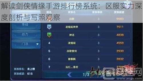 解读剑侠情缘手游排行榜系统：区服实力深度剖析与写照观察