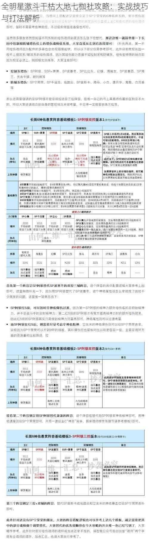 全明星激斗干枯大地七枷社攻略：实战技巧与打法解析