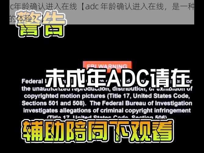 adc年龄确认进入在线【adc 年龄确认进入在线，是一种怎样的体验？】