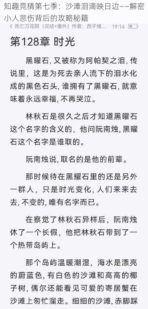 知趣竞猜第七季：沙滩泪滴映日边——解密小人悲伤背后的攻略秘籍