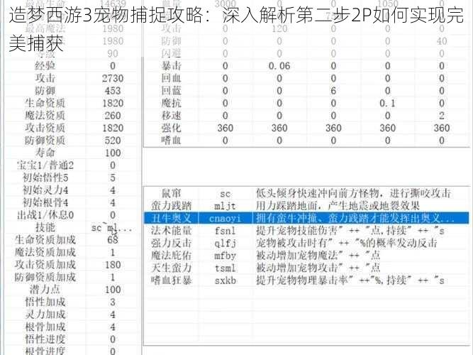 造梦西游3宠物捕捉攻略：深入解析第二步2P如何实现完美捕获