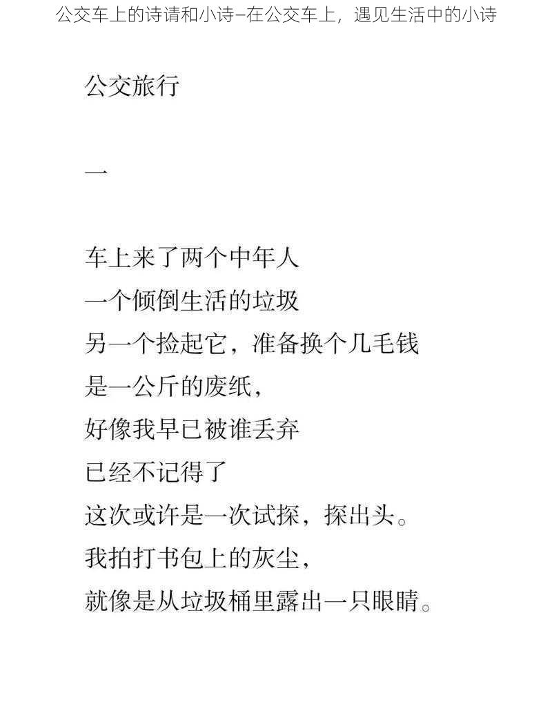 公交车上的诗请和小诗—在公交车上，遇见生活中的小诗