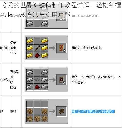 《我的世界》铁毡制作教程详解：轻松掌握铁毡合成方法与实用功能