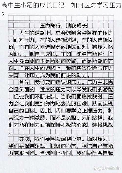 高中生小霜的成长日记：如何应对学习压力？