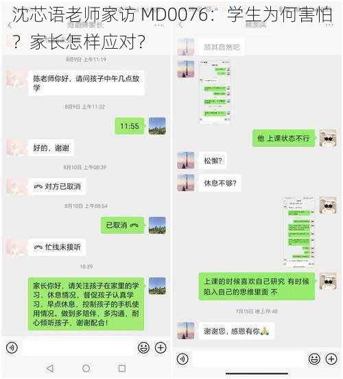 沈芯语老师家访 MD0076：学生为何害怕？家长怎样应对？