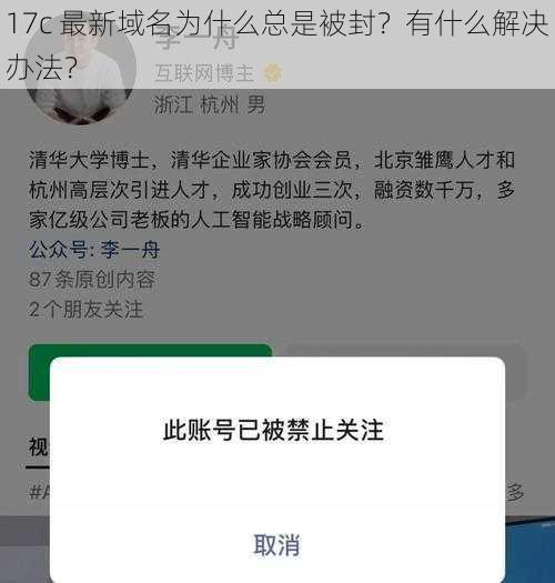 17c 最新域名为什么总是被封？有什么解决办法？