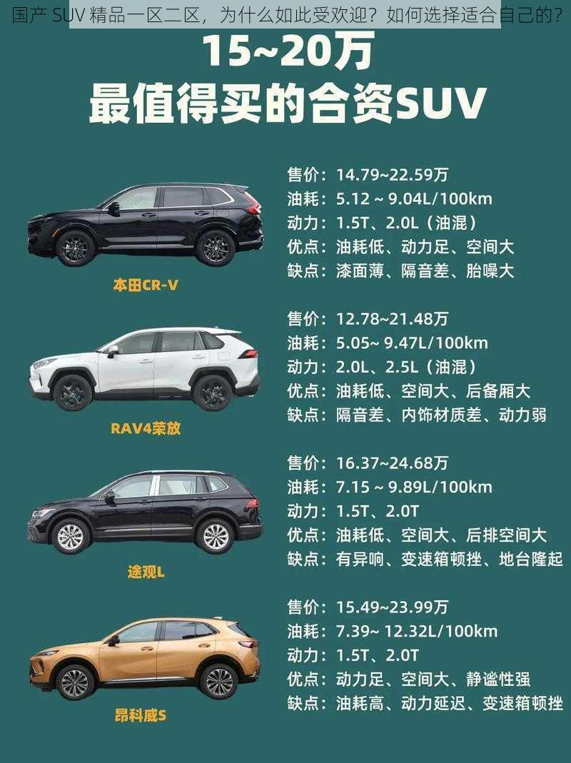 国产 SUV 精品一区二区，为什么如此受欢迎？如何选择适合自己的？