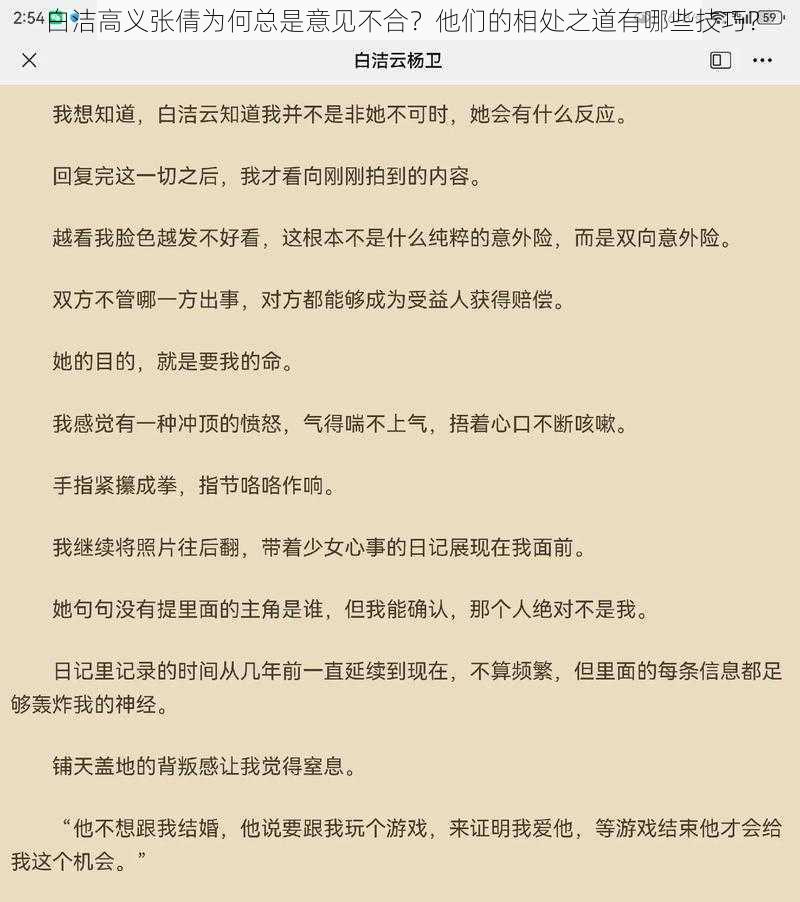 白洁高义张倩为何总是意见不合？他们的相处之道有哪些技巧？