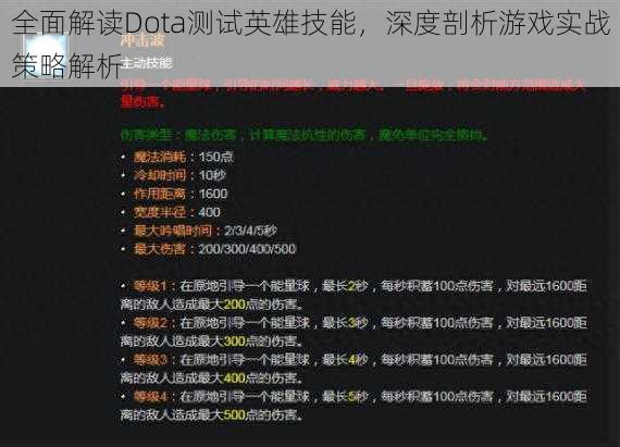 全面解读Dota测试英雄技能，深度剖析游戏实战策略解析