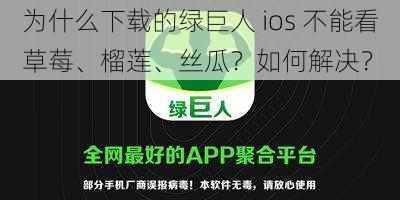 为什么下载的绿巨人 ios 不能看草莓、榴莲、丝瓜？如何解决？