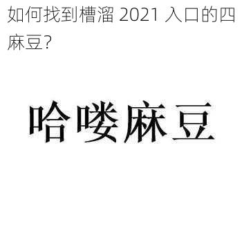 如何找到槽溜 2021 入口的四麻豆？