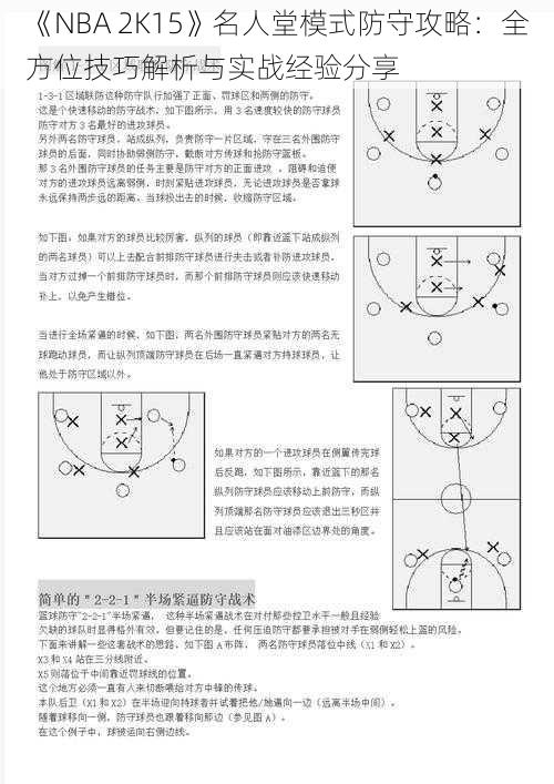 《NBA 2K15》名人堂模式防守攻略：全方位技巧解析与实战经验分享