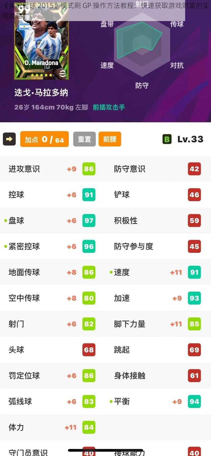 《实况足球 2015》模式刷 GP 操作方法教程：快速获取游戏财富的实用攻略