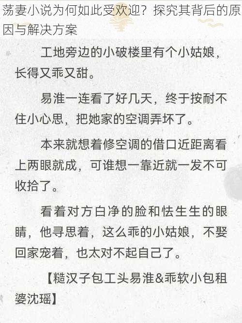 荡妻小说为何如此受欢迎？探究其背后的原因与解决方案