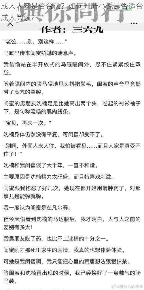 成人内容是否合法？如何判断小说是否适合成人阅读？