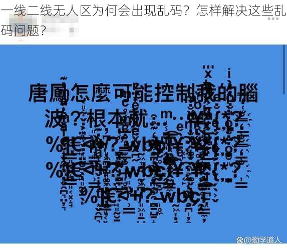 一线二线无人区为何会出现乱码？怎样解决这些乱码问题？