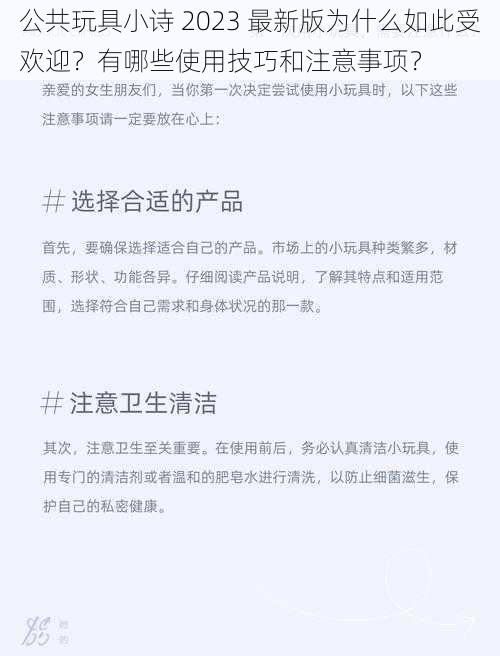 公共玩具小诗 2023 最新版为什么如此受欢迎？有哪些使用技巧和注意事项？