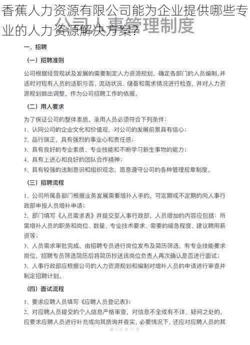 香蕉人力资源有限公司能为企业提供哪些专业的人力资源解决方案？