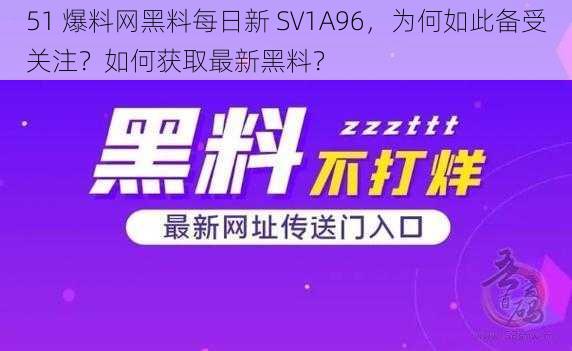 51 爆料网黑料每日新 SV1A96，为何如此备受关注？如何获取最新黑料？