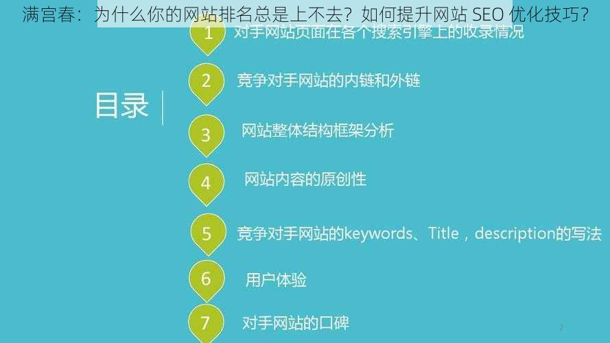 满宫春：为什么你的网站排名总是上不去？如何提升网站 SEO 优化技巧？