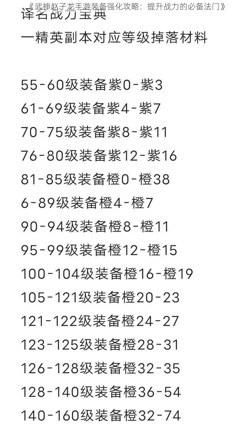 《武神赵子龙手游装备强化攻略：提升战力的必备法门》