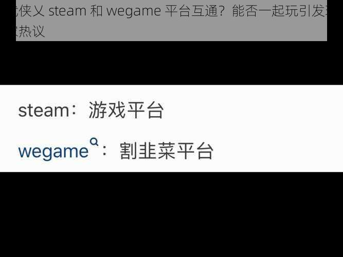 武侠乂 steam 和 wegame 平台互通？能否一起玩引发玩家热议