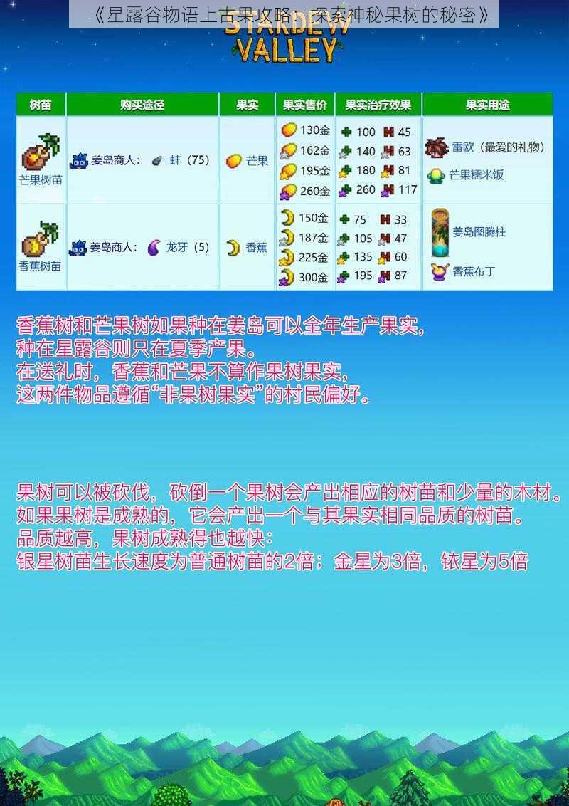 《星露谷物语上古果攻略：探索神秘果树的秘密》