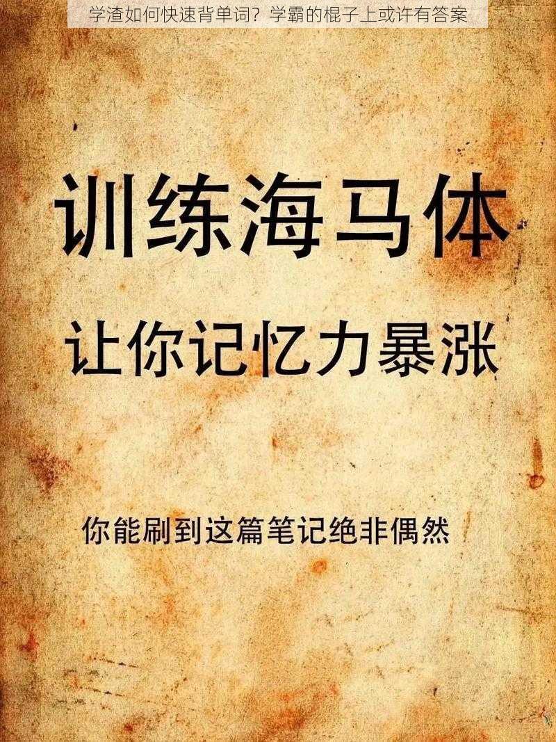 学渣如何快速背单词？学霸的棍子上或许有答案