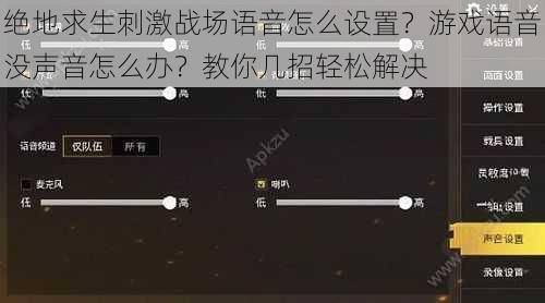 绝地求生刺激战场语音怎么设置？游戏语音没声音怎么办？教你几招轻松解决