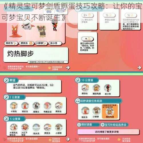 《精灵宝可梦剑盾孵蛋技巧攻略：让你的宝可梦宝贝不断诞生》