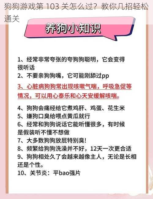 狗狗游戏第 103 关怎么过？教你几招轻松通关