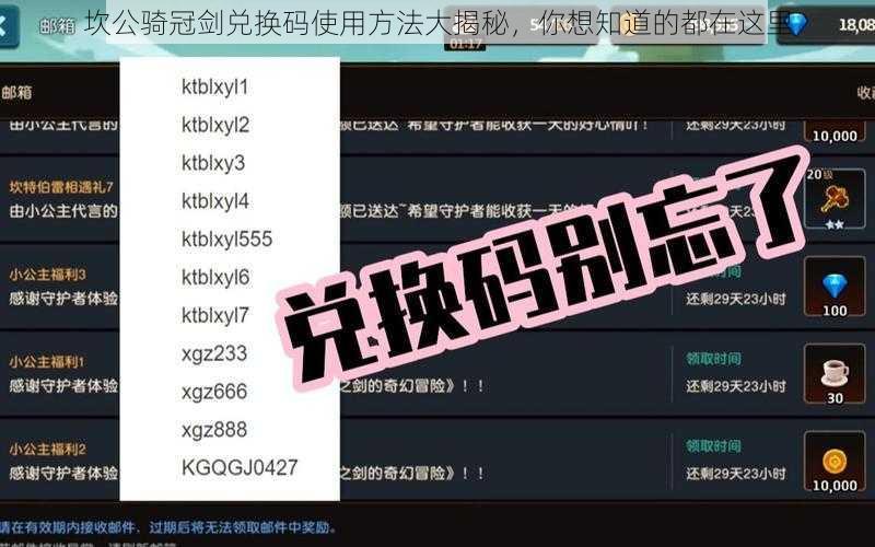 坎公骑冠剑兑换码使用方法大揭秘，你想知道的都在这里