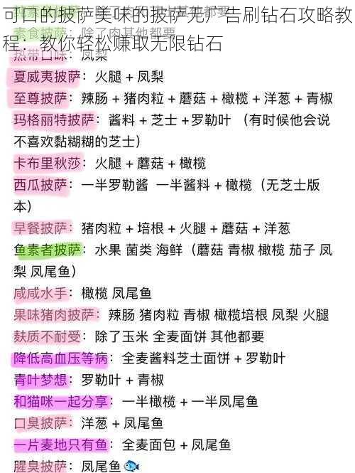 可口的披萨美味的披萨无广告刷钻石攻略教程：教你轻松赚取无限钻石