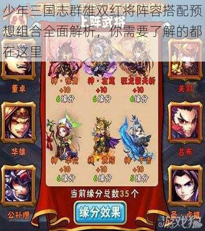 少年三国志群雄双红将阵容搭配预想组合全面解析，你需要了解的都在这里